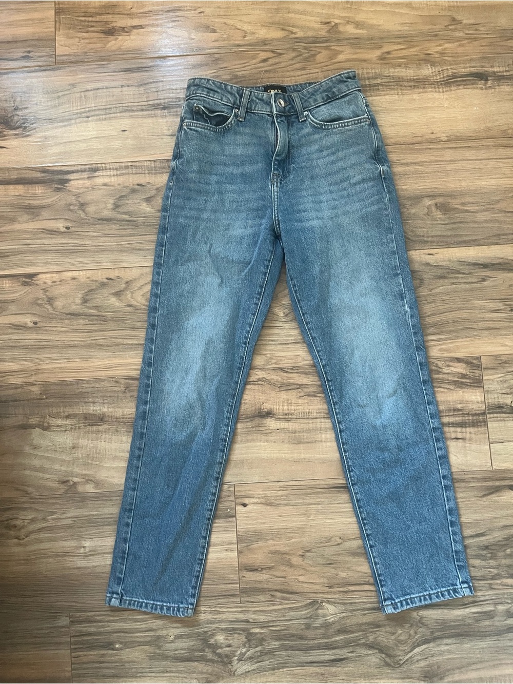 Only High-Rise Straight-Leg Jeans in Faded Blue